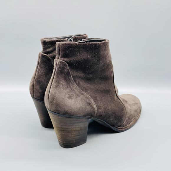 Paul Green Boots Womens 10 Brown Suede Munchen Block Heel Ankle Zip Booties - Picture 7 of 10